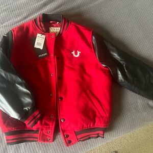 True Religion Kids Varsity Jacket in Red and Black